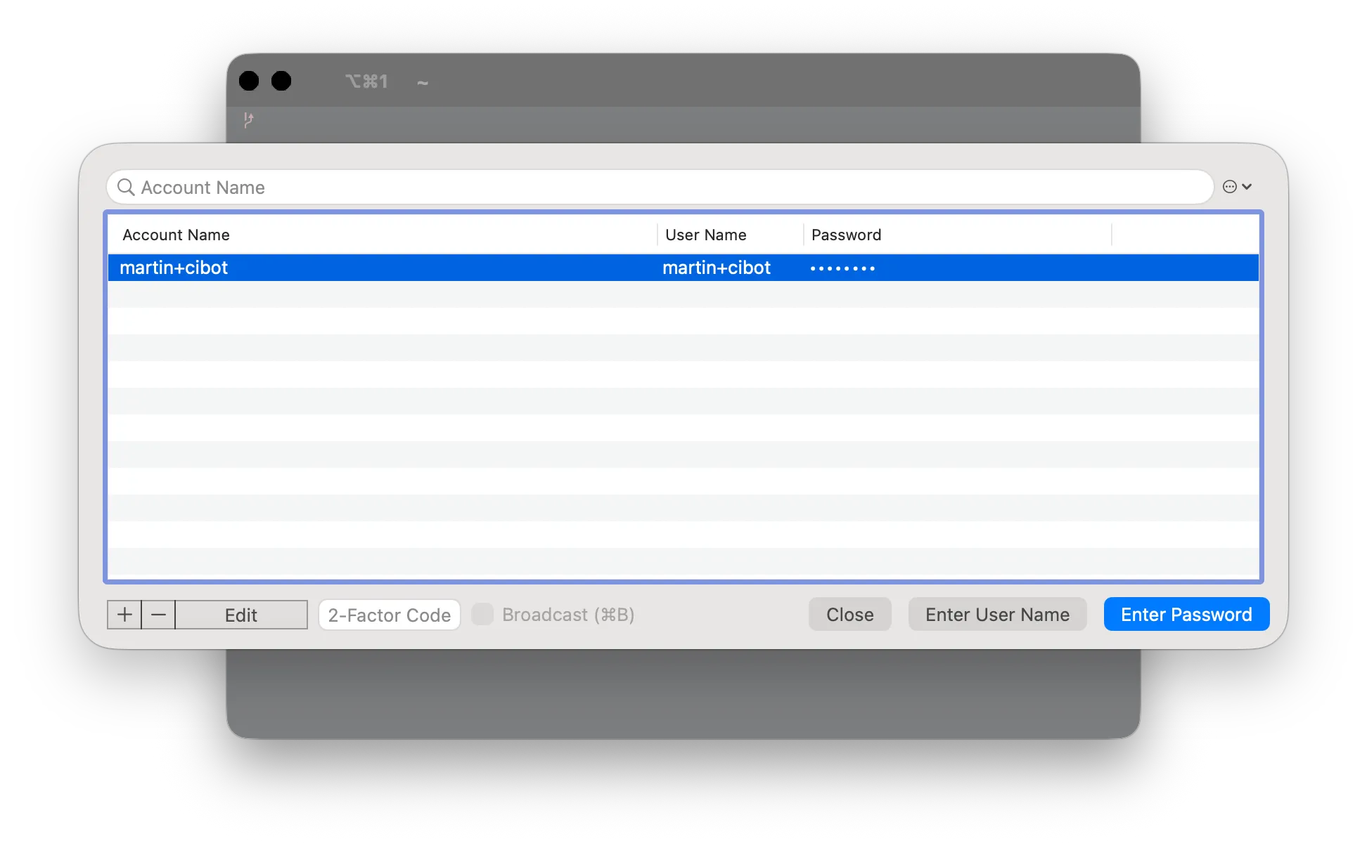 selecting the credential