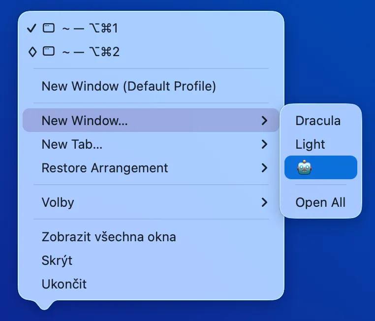 Mac terminal showing a profile